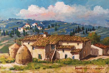Art work by Giovanni  Marinari Paesaggio  - oil table 